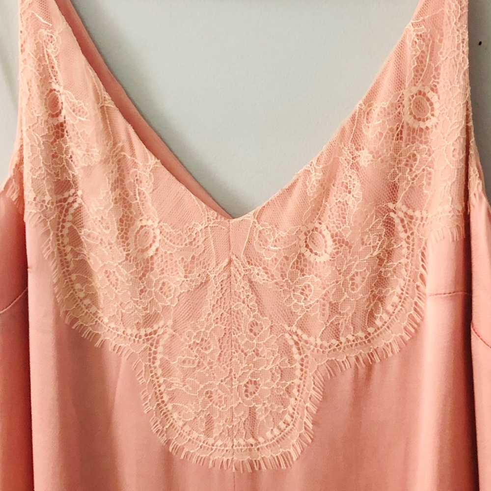 NWT 1.State Rose Plush Slip Dress Lace-Overlay